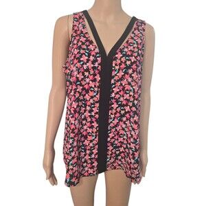 Candies Large women's sleeveless floral tank open back sexy chiffon top blouse